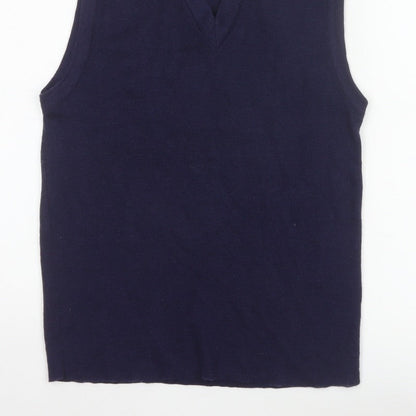 Custom Quality Men's Blue XL V-Neck Knit Pullover Sweater Vest