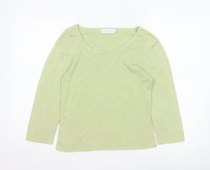 Fairweather Women Green M Square Neck Knit Pullover Jumper Cotton Rayon
