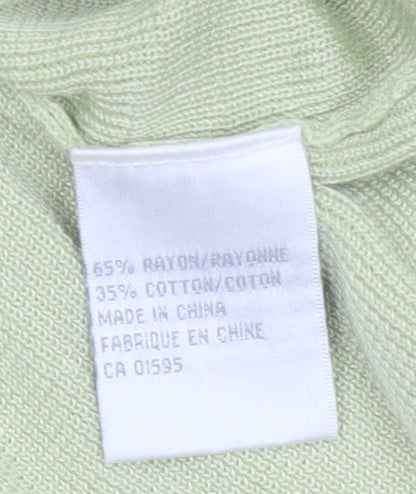 Fairweather Women Green M Square Neck Knit Pullover Jumper Cotton Rayon