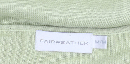 Fairweather Women Green M Square Neck Knit Pullover Jumper Cotton Rayon