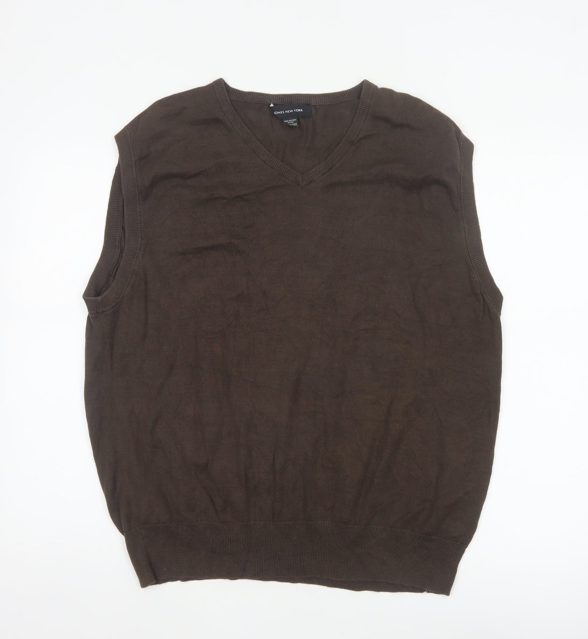 Jones New York Men’s Brown XL Cotton V-Neck Fine Knit Vest