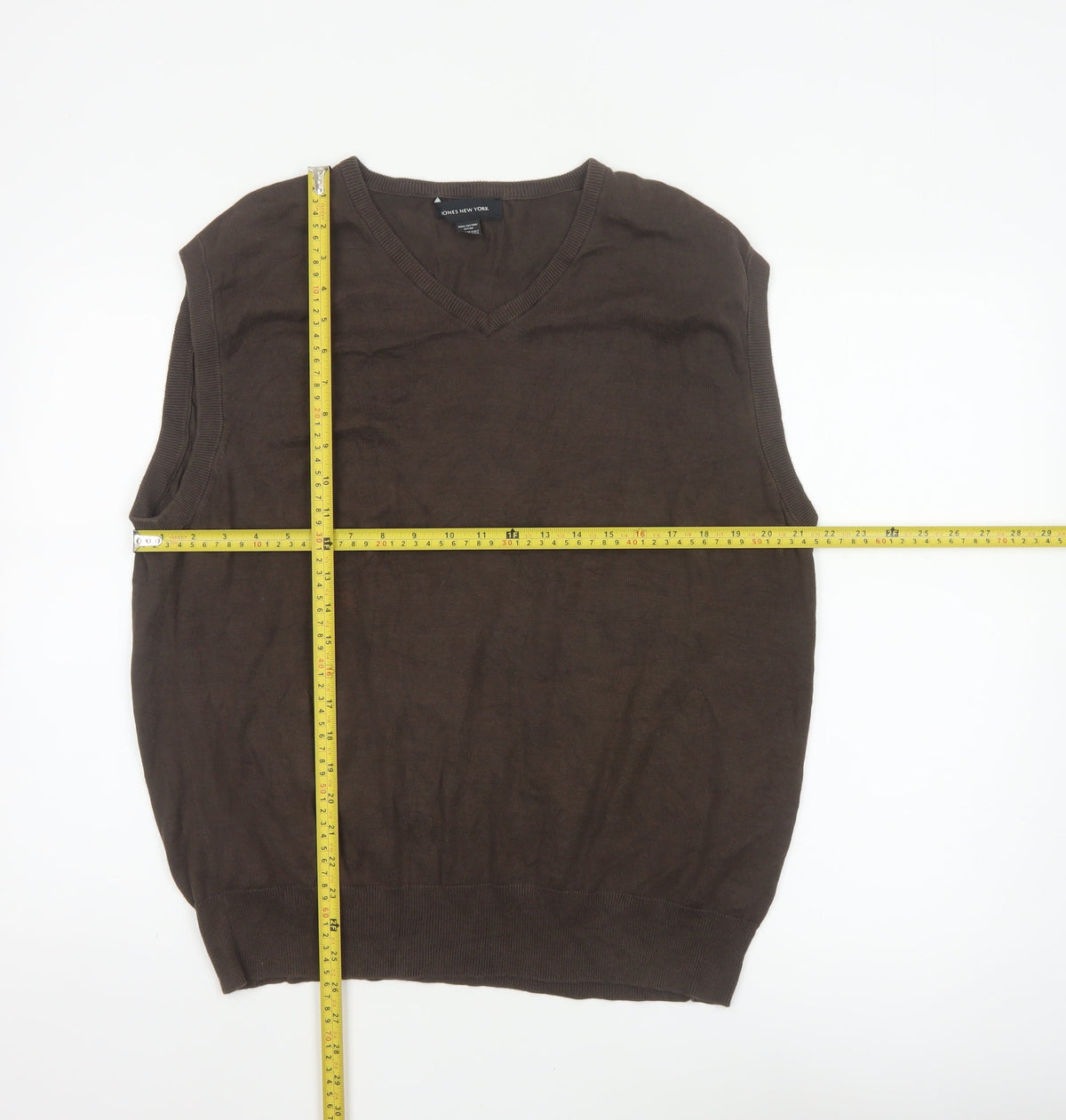 Jones New York Men’s Brown XL Cotton V-Neck Fine Knit Vest