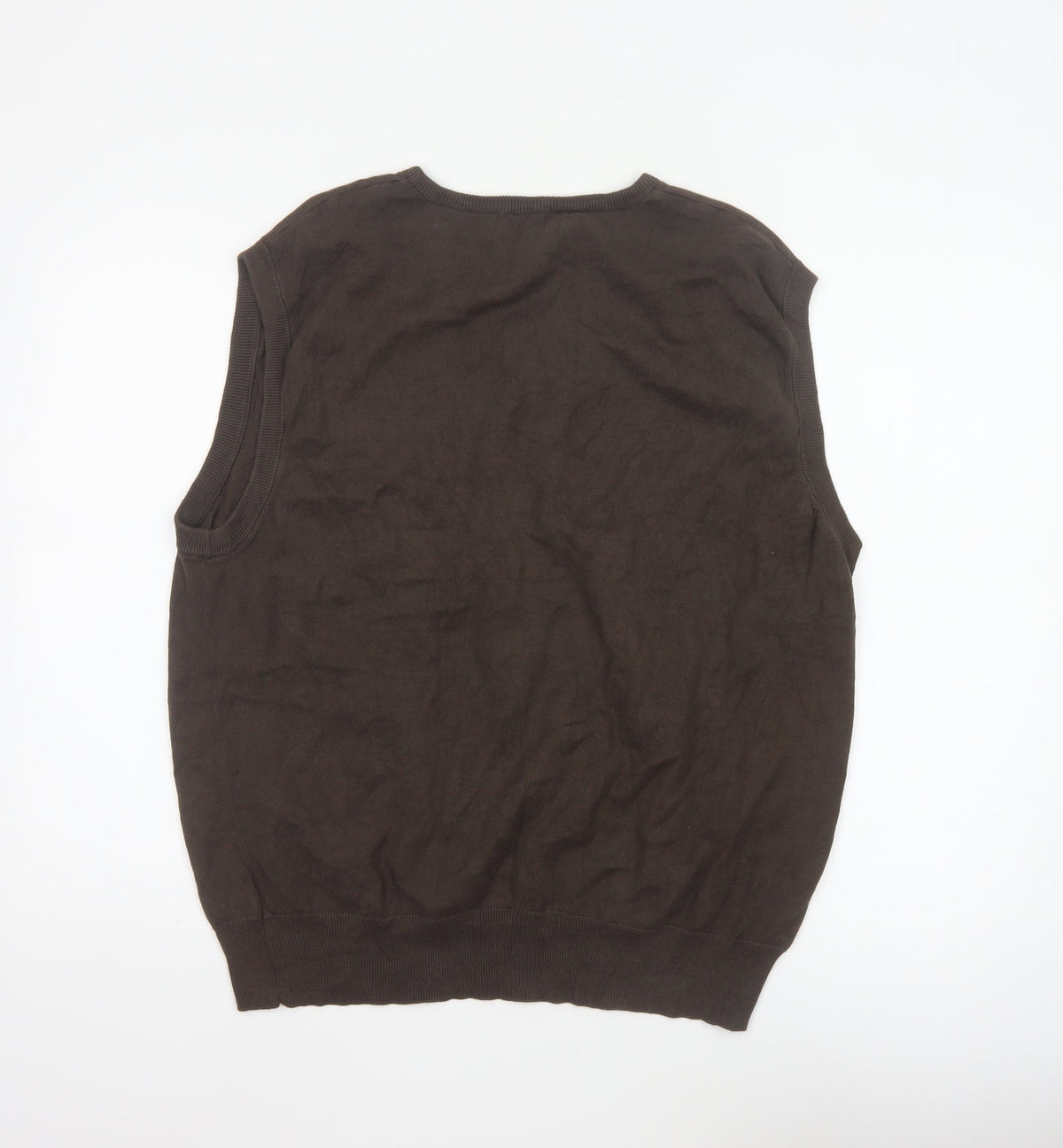 Jones New York Men’s Brown XL Cotton V-Neck Fine Knit Vest