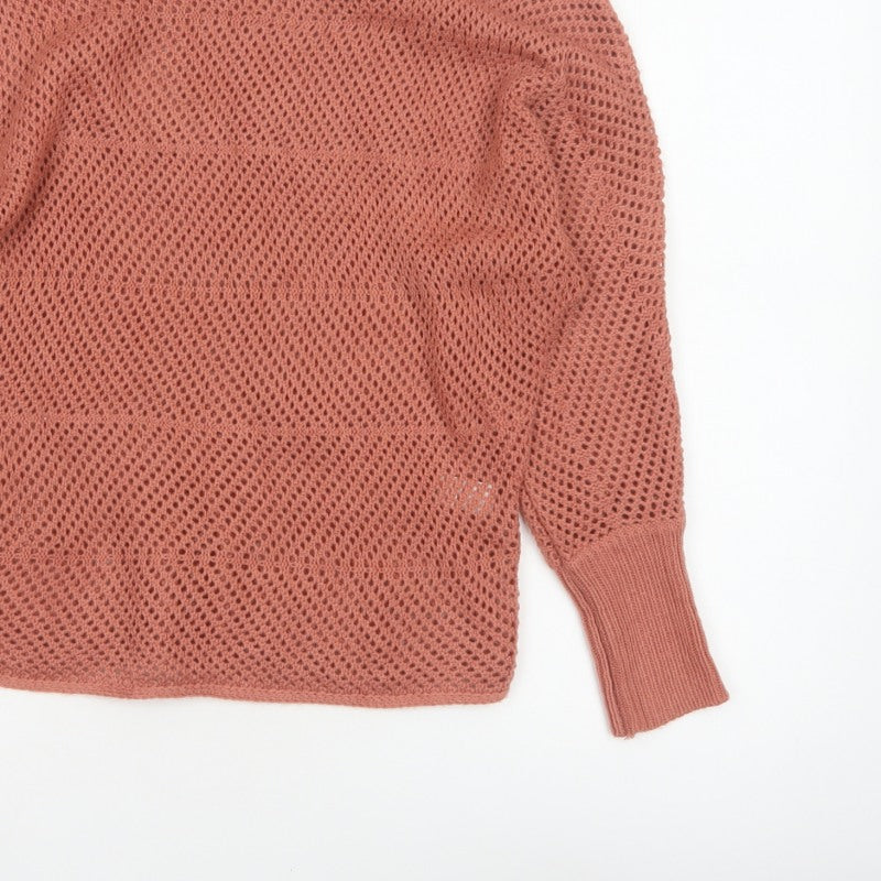 Sweet & Sinful Women’s Pink L Open-Knit Dolman Sleeve Pullover Jumper