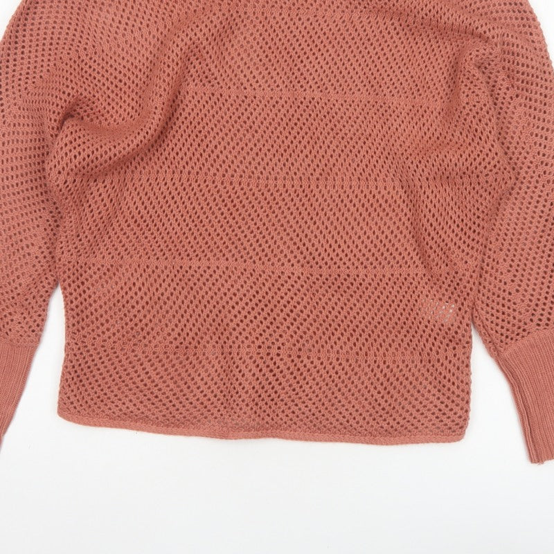 Sweet & Sinful Women’s Pink L Open-Knit Dolman Sleeve Pullover Jumper