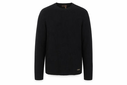 Gas Men’s Black XL Rib Knit Cotton Wool Crew Neck Pullover Jumper