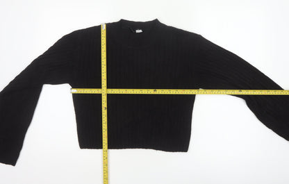 H&M Divided Women’s Black XS Ribbed Knit Cropped Pullover Jumper