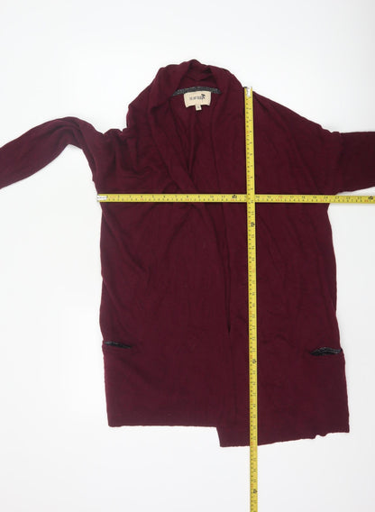 Havren Women’s Red Size 12 Open Knit Alpaca Wool Cardigan