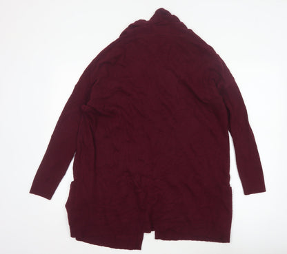 Havren Women’s Red Size 12 Open Knit Alpaca Wool Cardigan