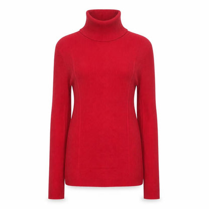 Cato Women Red S Rib Knit Roll Neck Long Sleeve Pullover Jumper