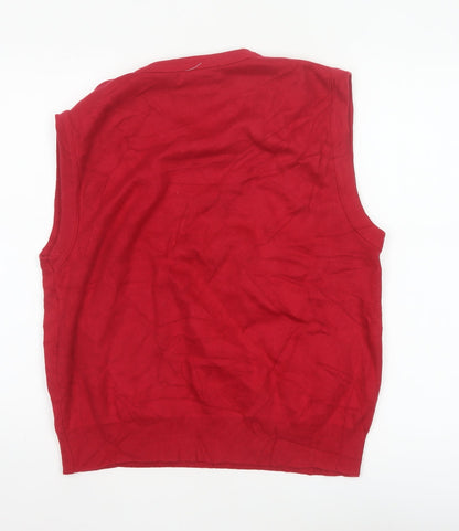 Cypress Links Men's Red Small Cotton V-Neck Knit Sweater Vest Classic