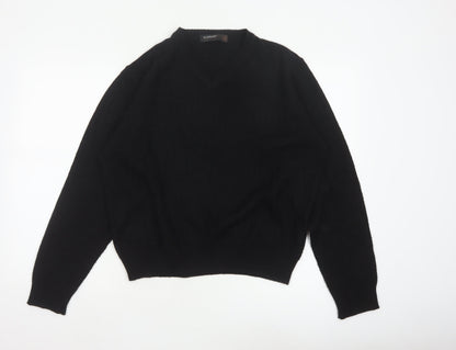 Suspense Men’s Black S V-Neck Wool Acrylic Geometric Knit Jumper