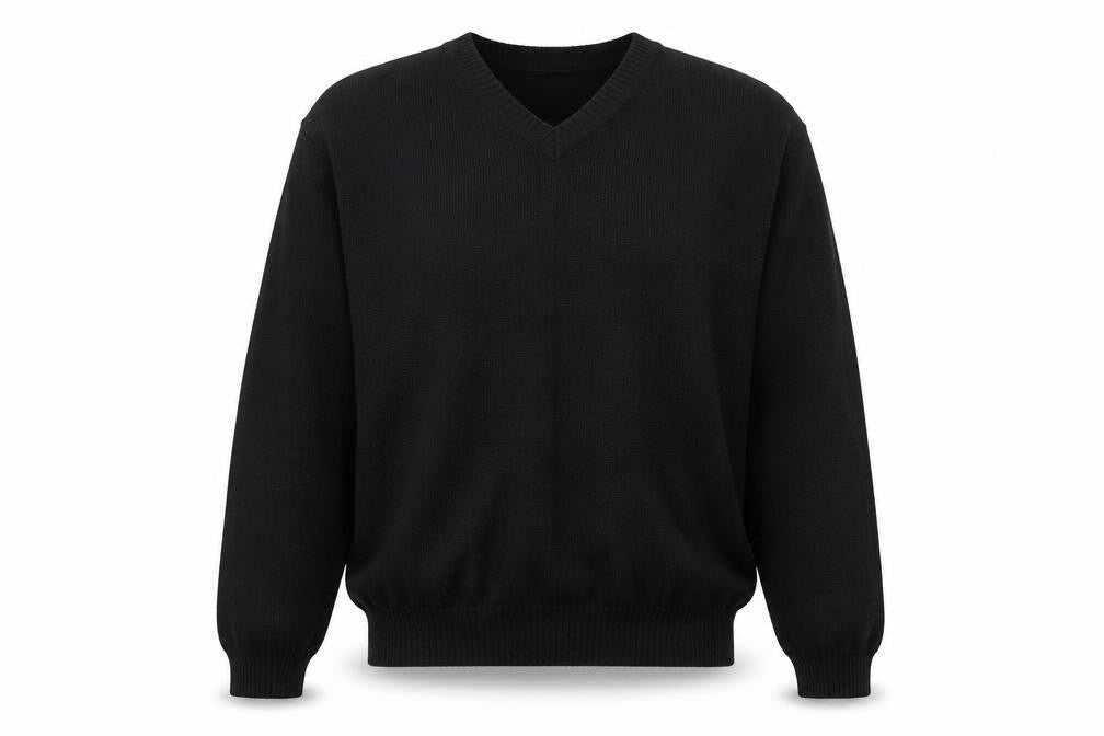Suspense Men’s Black S V-Neck Wool Acrylic Geometric Knit Jumper