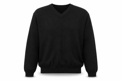 Suspense Men’s Black S V-Neck Wool Acrylic Geometric Knit Jumper