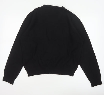 Suspense Men’s Black S V-Neck Wool Acrylic Geometric Knit Jumper
