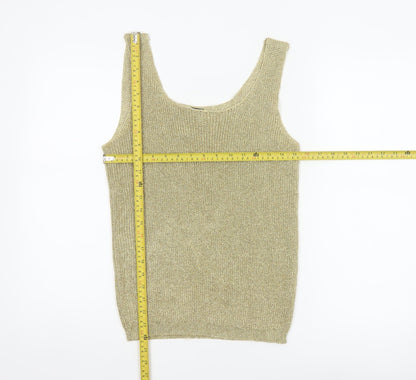 Suzelle Women Gold Knit Camisole Tank Top Size M Scoop Neck