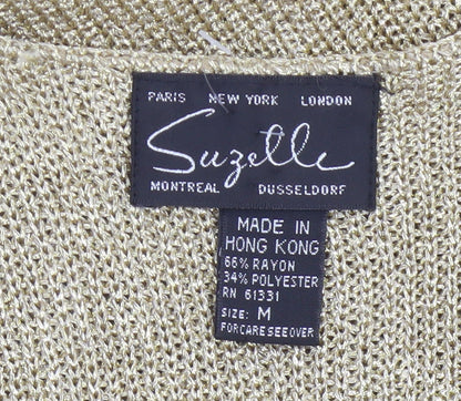 Suzelle Women Gold Knit Camisole Tank Top Size M Scoop Neck