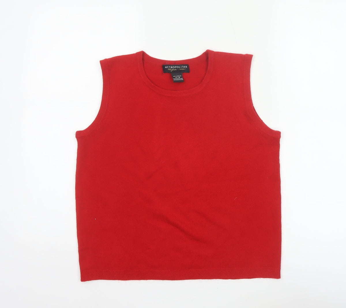 Metropolitan Women Red M Basic Knit Sleeveless Tank Top