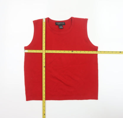 Metropolitan Women Red M Basic Knit Sleeveless Tank Top