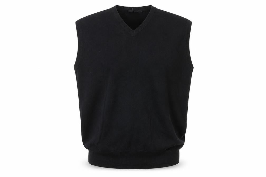 Mel Richman Men’s Black L Cotton V-Neck Knit Jumper Vest