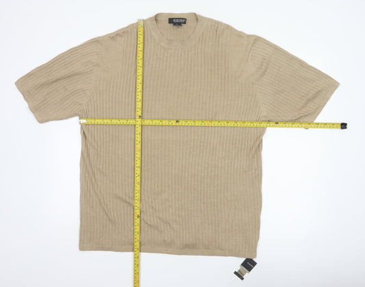 Slates Dockers Men’s Beige Silk Cotton Rib Knit T-Shirt Size L New