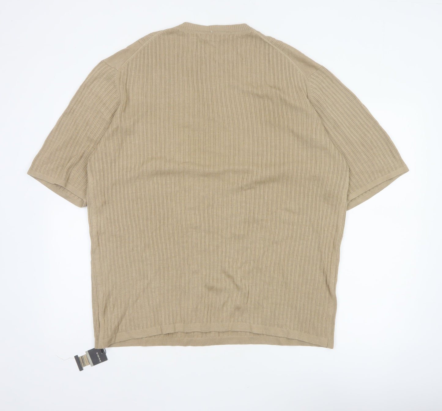 Slates Dockers Men’s Beige Silk Cotton Rib Knit T-Shirt Size L New