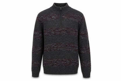 Method Men’s Grey M 1/4 Zip Mock Neck Striped Knit Jumper
