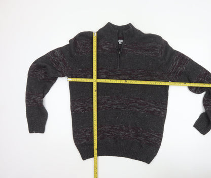 Method Men’s Grey M 1/4 Zip Mock Neck Striped Knit Jumper