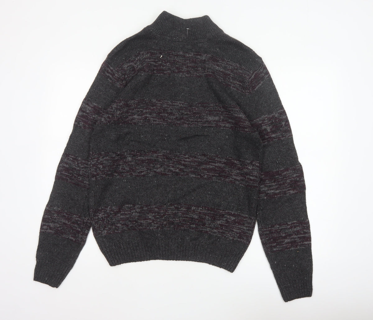 Method Men’s Grey M 1/4 Zip Mock Neck Striped Knit Jumper