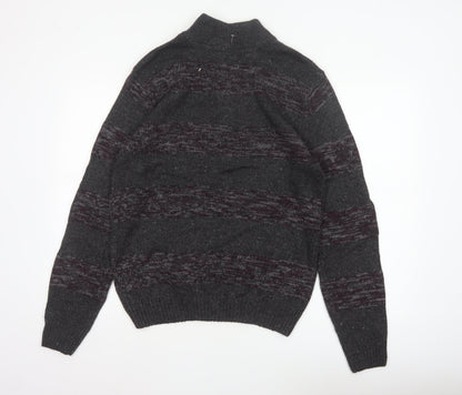 Method Men’s Grey M 1/4 Zip Mock Neck Striped Knit Jumper