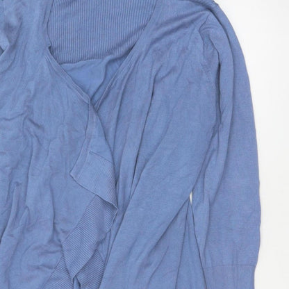 Capsule Women Blue Size 26 Open Waterfall Cardigan Long Sleeve Knit