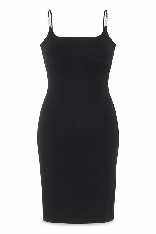 River Island Women Black UK 10 Bodycon Midi Dress Rhinestone Straps