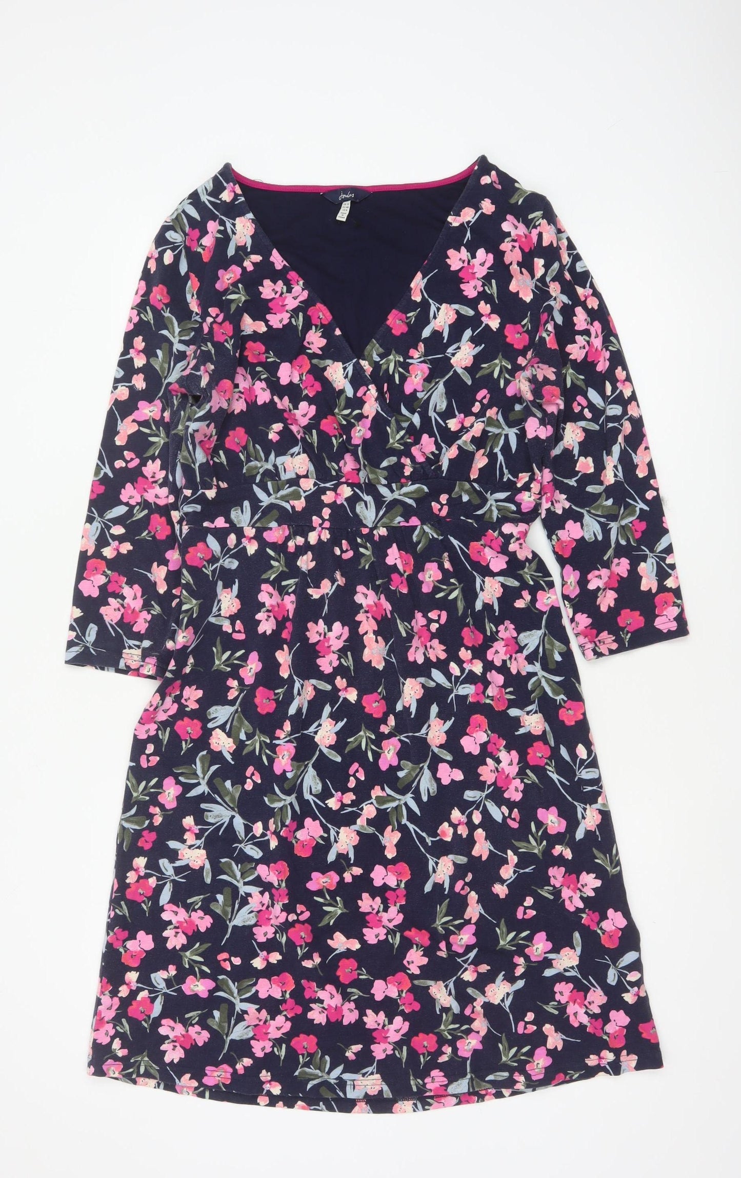 Joules Women’s Blue Floral Fit & Flare Knee Length Dress UK 12