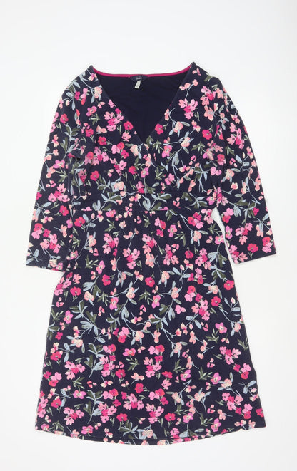 Joules Women’s Blue Floral Fit & Flare Knee Length Dress UK 12