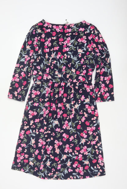 Joules Women’s Blue Floral Fit & Flare Knee Length Dress UK 12