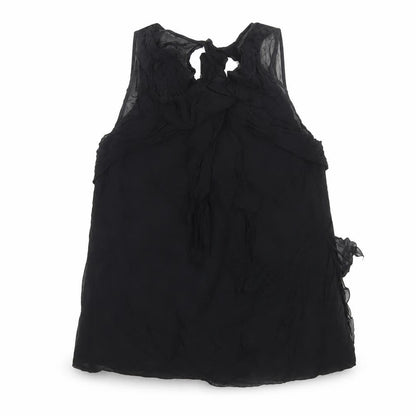 Karen Millen Women Black UK 10 Silk Ruffle Sheer Camisole Blouse