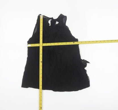Karen Millen Women Black UK 10 Silk Ruffle Sheer Camisole Blouse