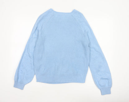 VILA Women’s Blue Size S Crew Neck Raglan Knit Pullover Jumper