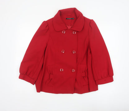 Atmosphere Women Red UK 14 Pea Coat Double-Breasted Bow Jacket