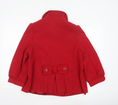 Atmosphere Women Red UK 14 Pea Coat Double-Breasted Bow Jacket