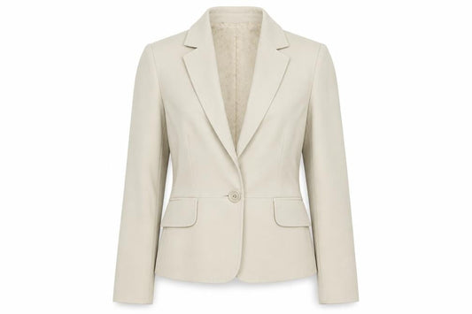 Mango MNG Suit Women Ivory UK 12 Tailored Single-Breasted Blazer