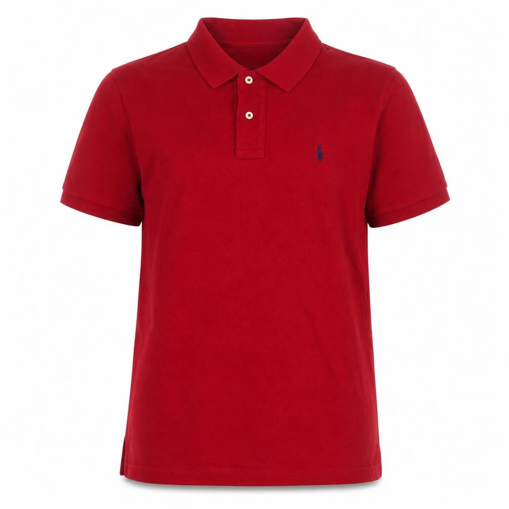 Front view of Polo Ralph Lauren Teens Red XL Classic Cotton Logo Polo Shirt