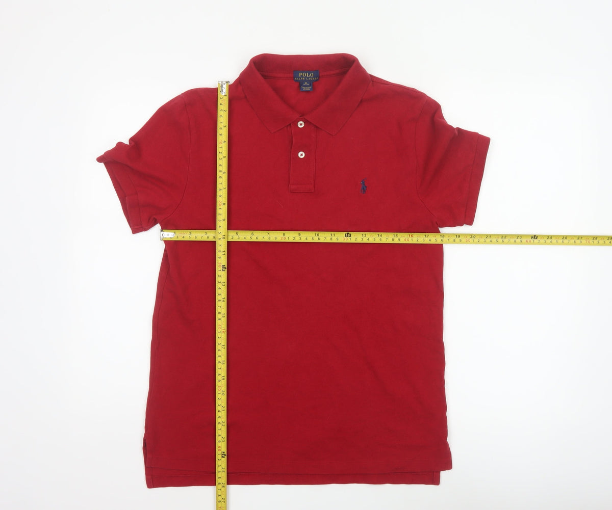 Back view of Polo Ralph Lauren Teens Red XL Classic Cotton Logo Polo Shirt