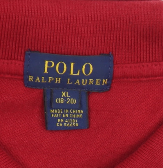 Additional view of Polo Ralph Lauren Teens Red XL Classic Cotton Logo Polo Shirt