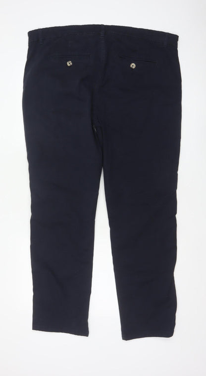 Fluid Men’s Navy Blue W38 L32 Cotton Stretch Straight Chino Trousers