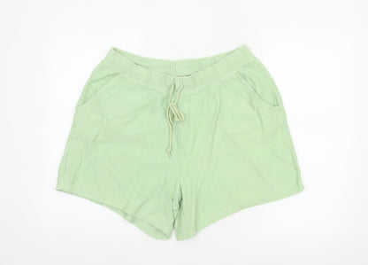 PINK Victoria's Secret Women Green L Cotton Drawstring Sweat Shorts