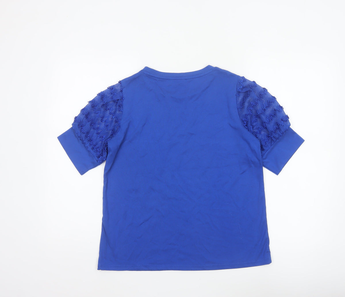 Gallery Women Blue UK 10 Jersey T-Shirt Lace Flutter Sleeves