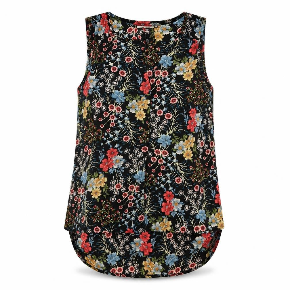 Front view of Only Women’s Black Floral Sleeveless Blouse UK 10 Lightweight