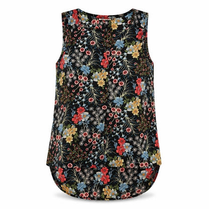 Front view of Only Women’s Black Floral Sleeveless Blouse UK 10 Lightweight