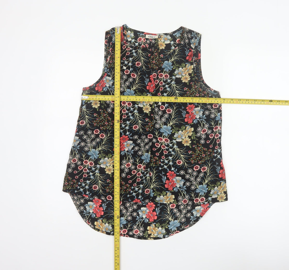 Back view of Only Women’s Black Floral Sleeveless Blouse UK 10 Lightweight